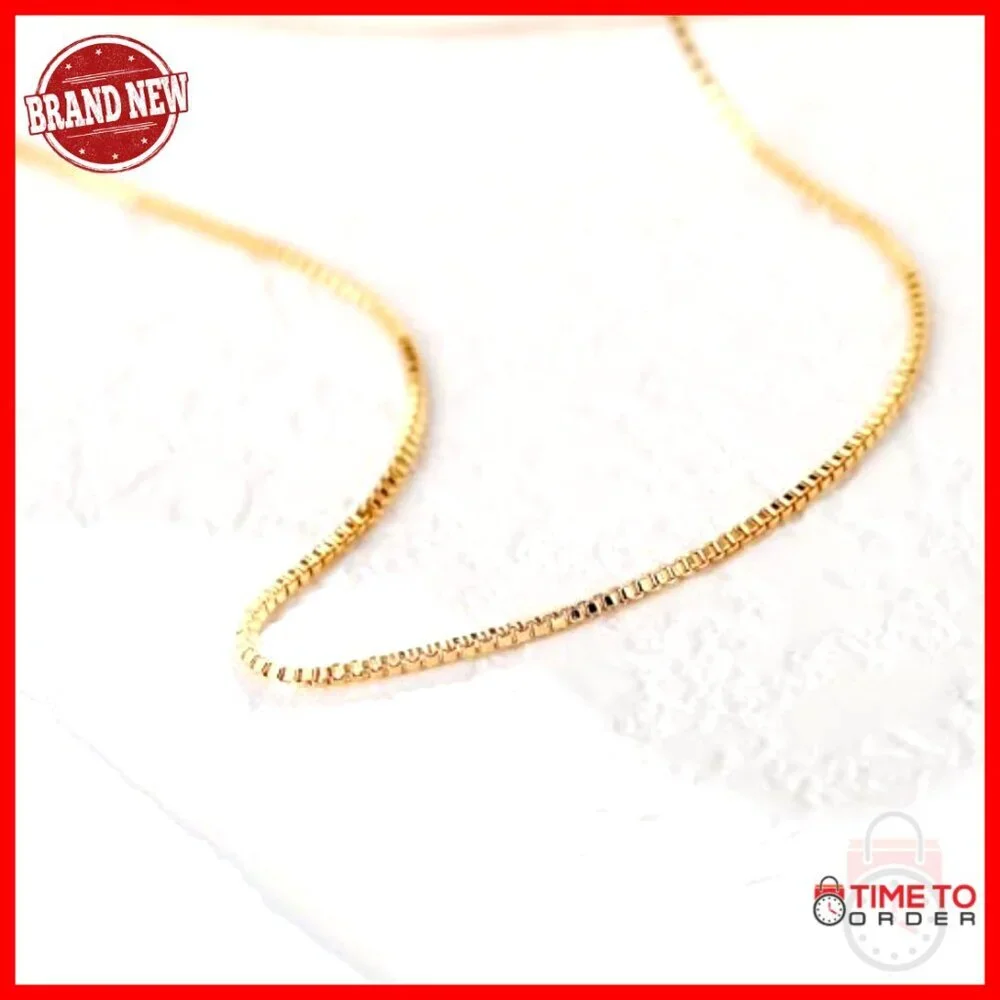14K Gold Filled Box Chain Necklace 1mm Unisex 18-24 Inch